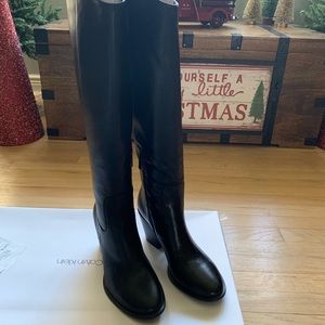 Calvin Klein Massie tall leather black boots